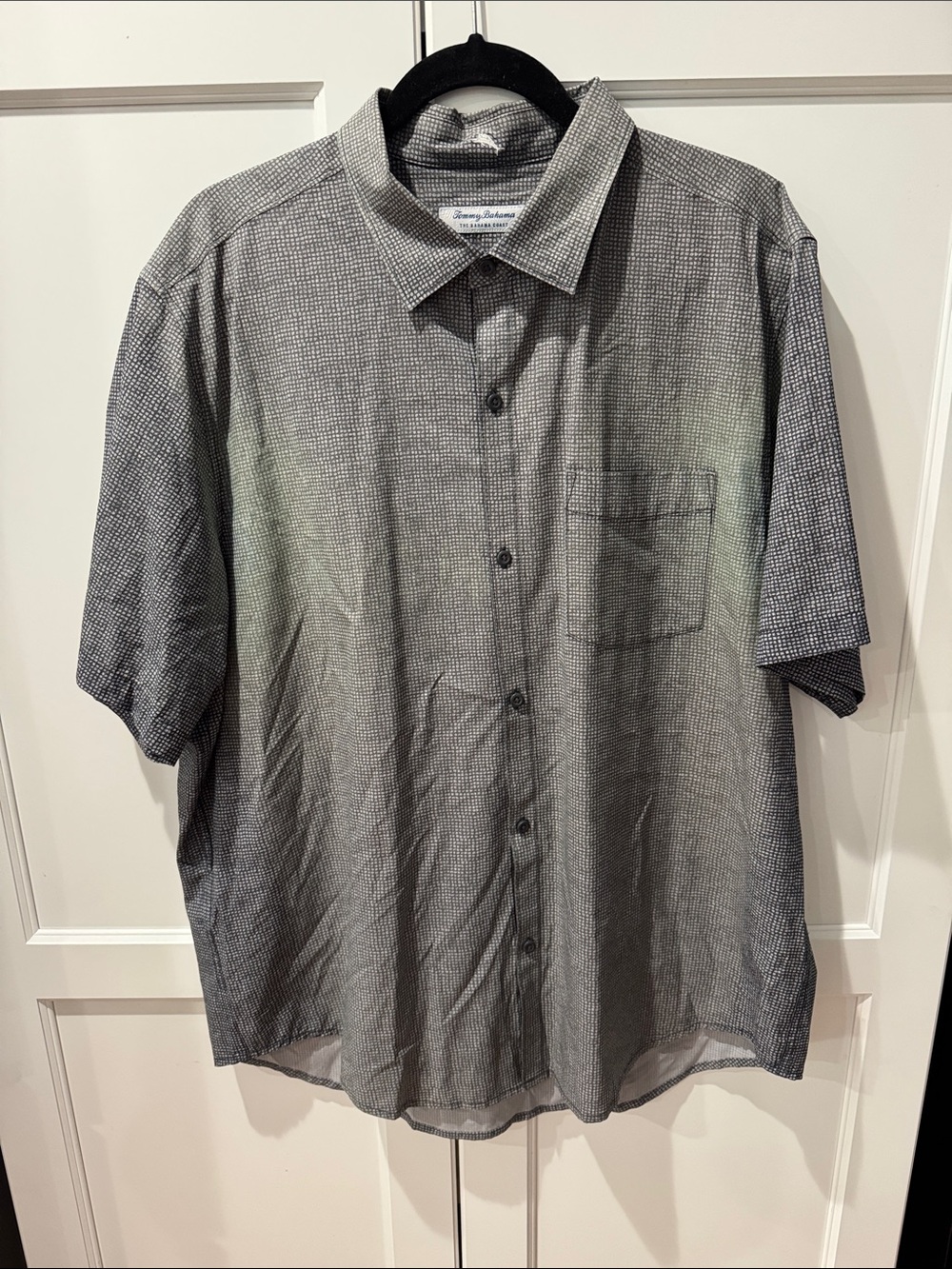 Tommy Bahama Men's Short Sleeve Micro-Check Button-Up in Gray